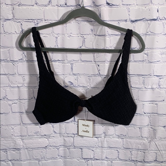 Andie Other - Andie Swim Womens Amor Bikini Top Textured Black Beach Vacation Cruise Sz XL NWT